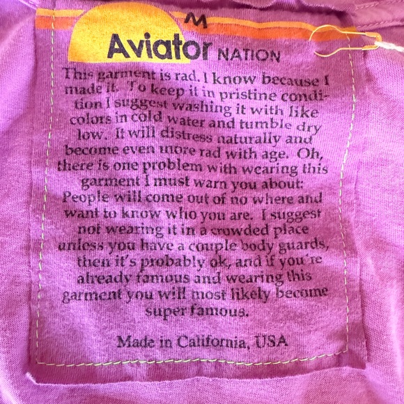 AVIATOR NATION LOGO BOYFRIEND TEE NEON PURPLE CASUAL CALIFORNIA SURF BEACH - Picture 9 of 10